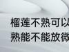 榴莲不熟可以放微波炉加热吗 榴莲不熟能不能放微波炉加热