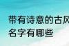 带有诗意的古风名字 带有诗意的古风名字有哪些